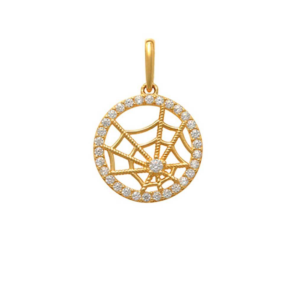 Spindelns Nät Hängsmycke i 18k Guld med stenar, passar som gåva eller födelsedagspresent