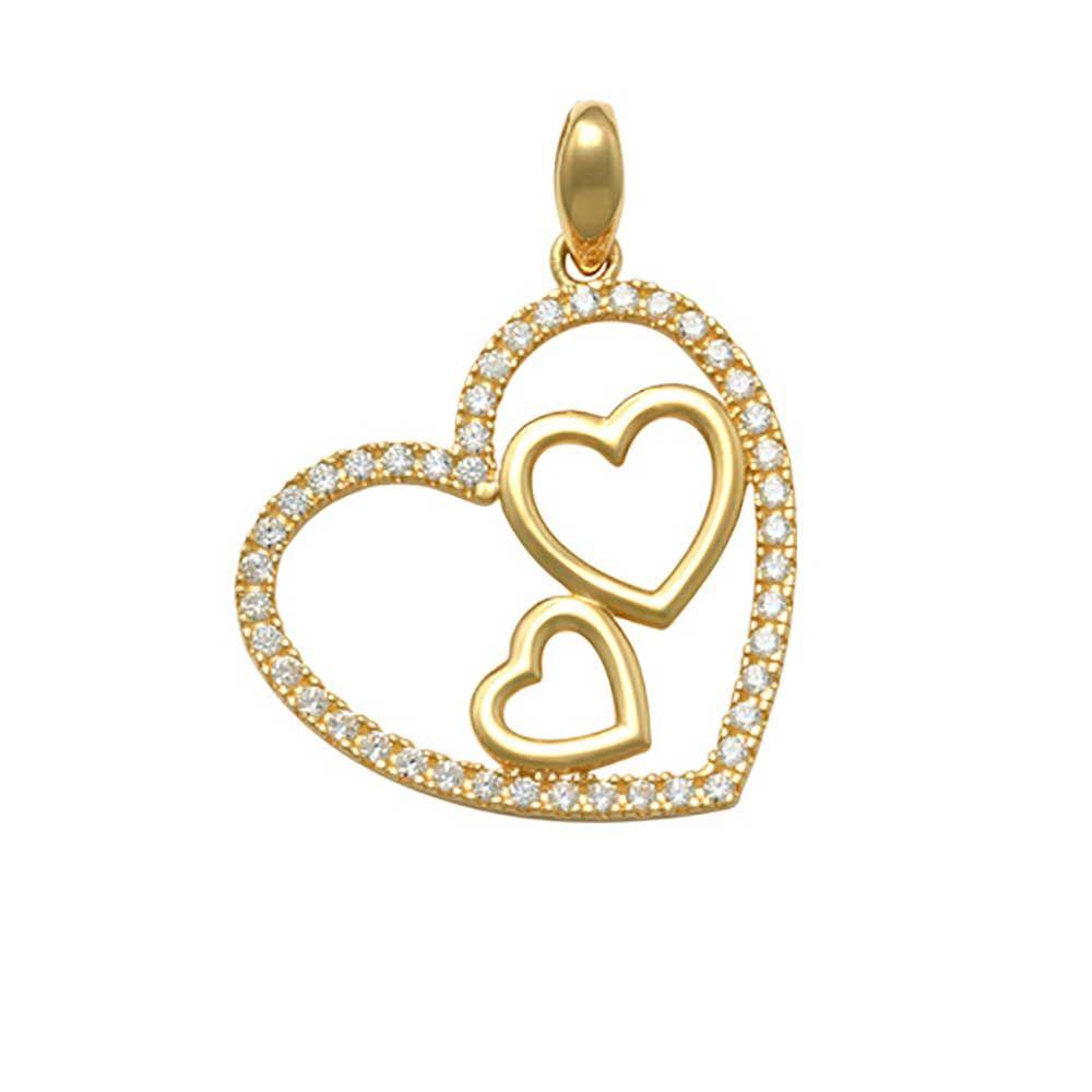 Familjens Kärlek Hängsmycke i 18K guld med polerad yta och kubiska zirkonia