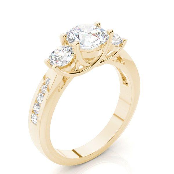 Trestensring i rödguld med diamanter