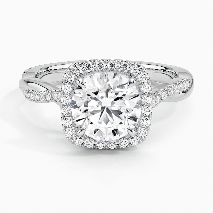 Vitgulds haloring med diamanter