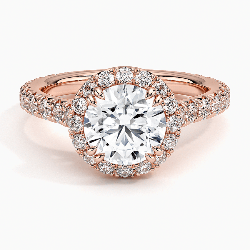 Roségulds haloring med diamanter