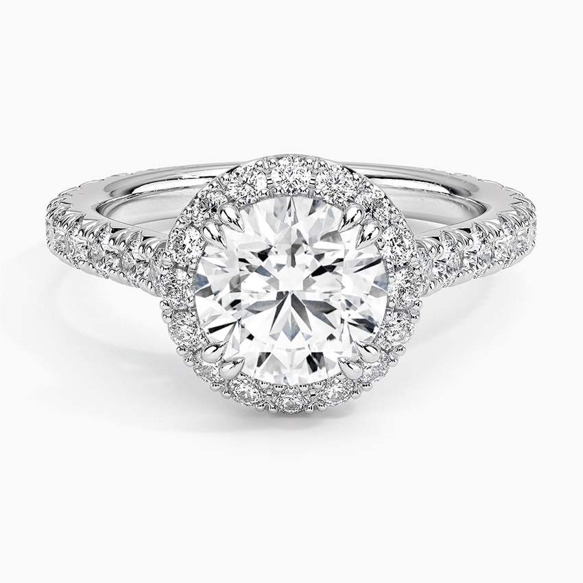 Vitgulds haloring med diamanter