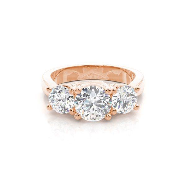 Trestensring i roséguld med diamanter