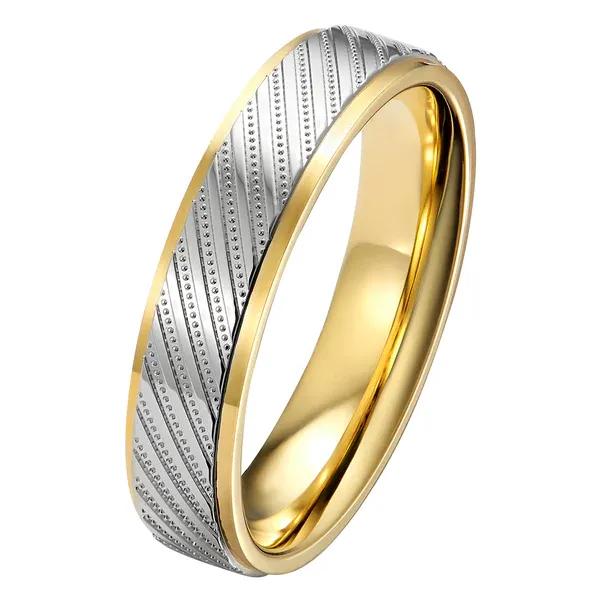 Flerfärgad vigselring i guld