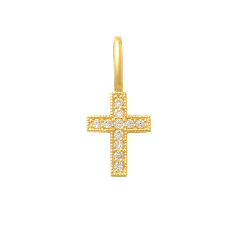 Guldkorshänge i 18k rödguld med stenar