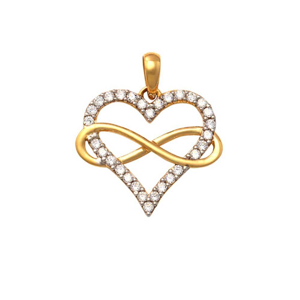 Evigt Hjärtats Hängsmycke i 18k guld med kubiska zirkonia, kärleksgåva tips