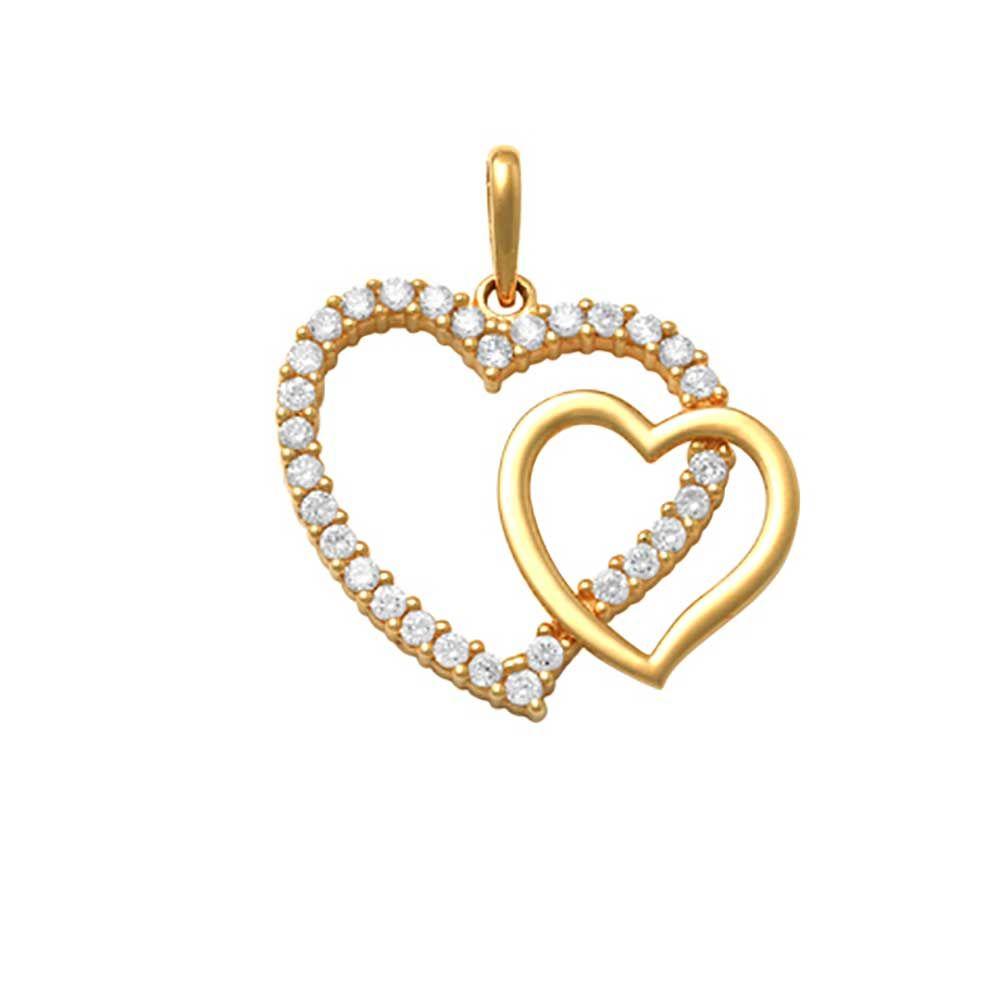 Två Hjärtan i Harmoni Hänge med stenar i 18k guld, passar som födelsedagspresent