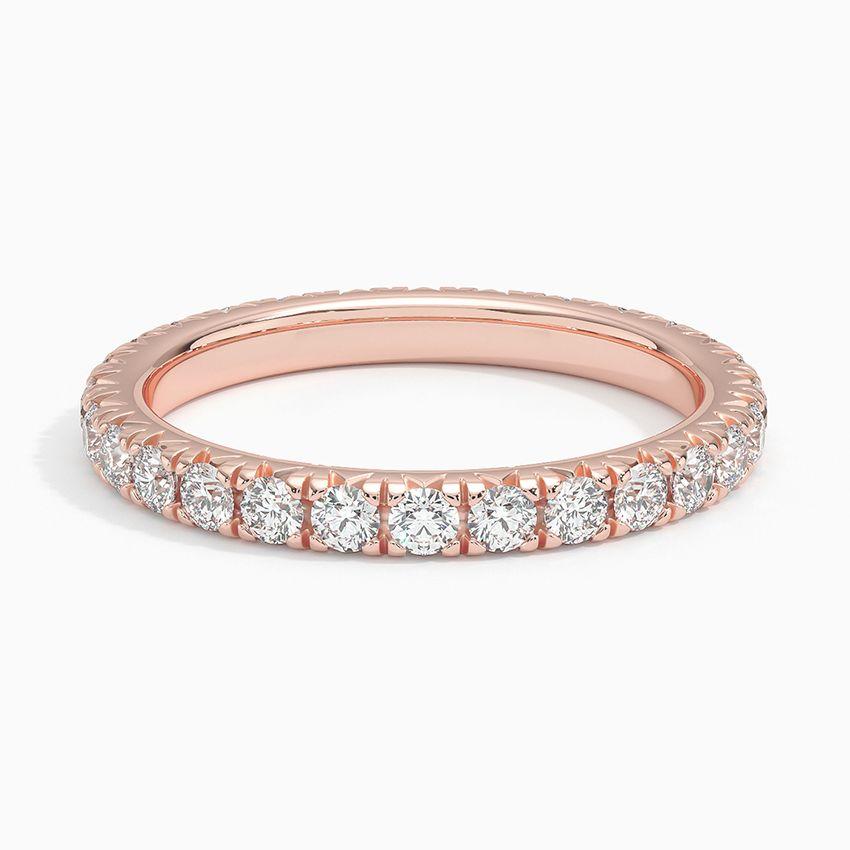 Vigselring i roséguld med diamanter