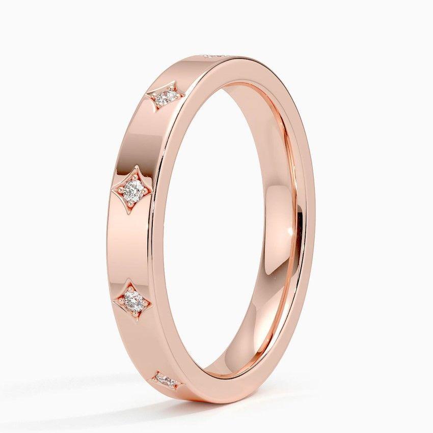 Vigselring i roséguld med diamanter