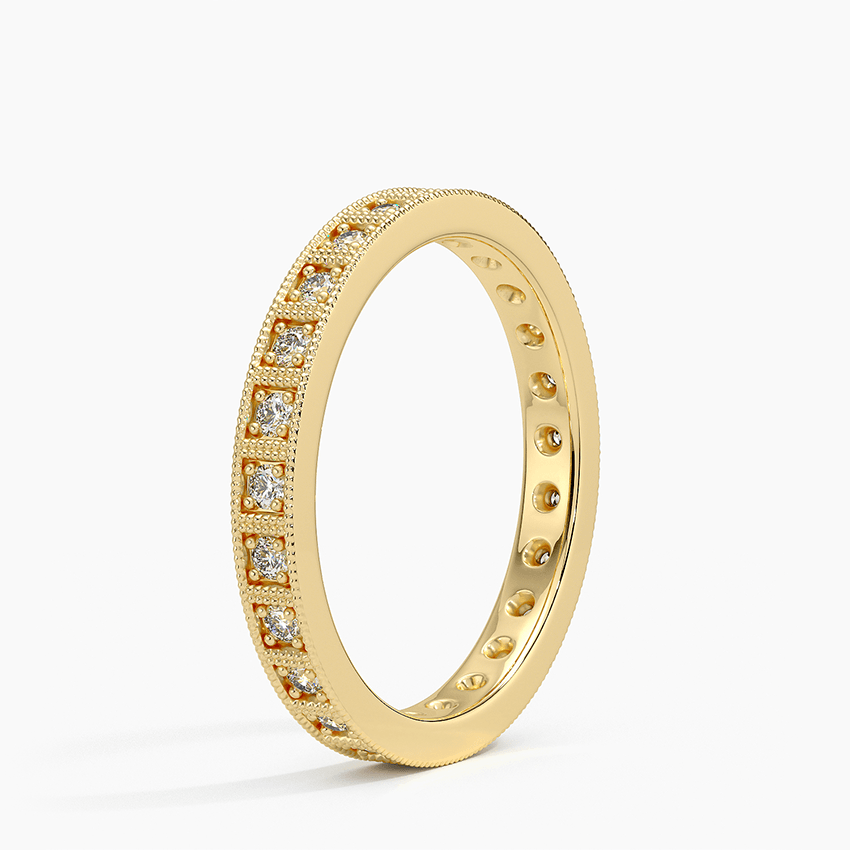 Vigselring i rödguld med diamanter