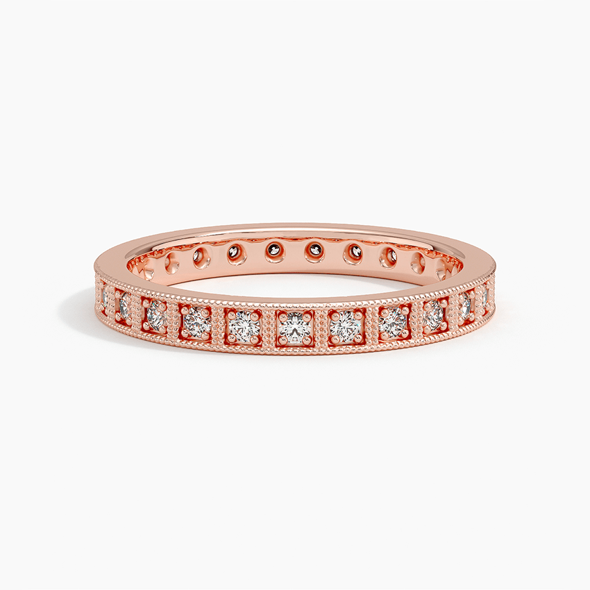 Vigselring i roséguld med diamanter