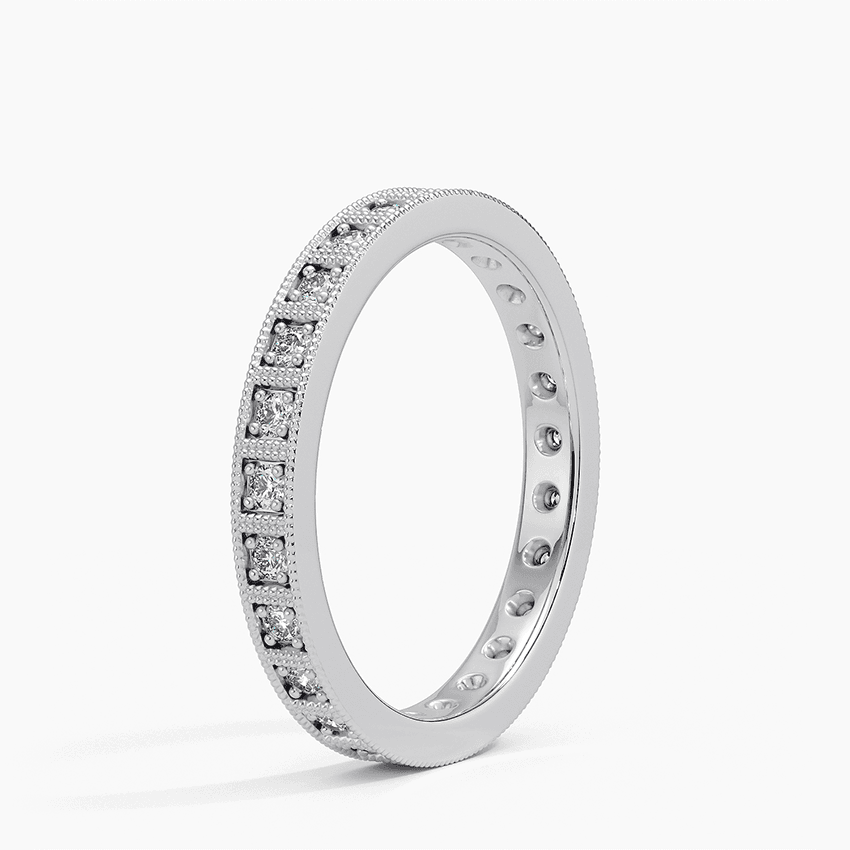 Vigselring i vitguld med diamanter